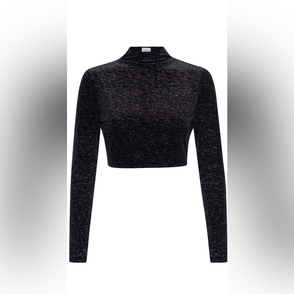 Misa Los Angeles Yasmeen L/S Black Rainbow Astral Dusted Crop XS